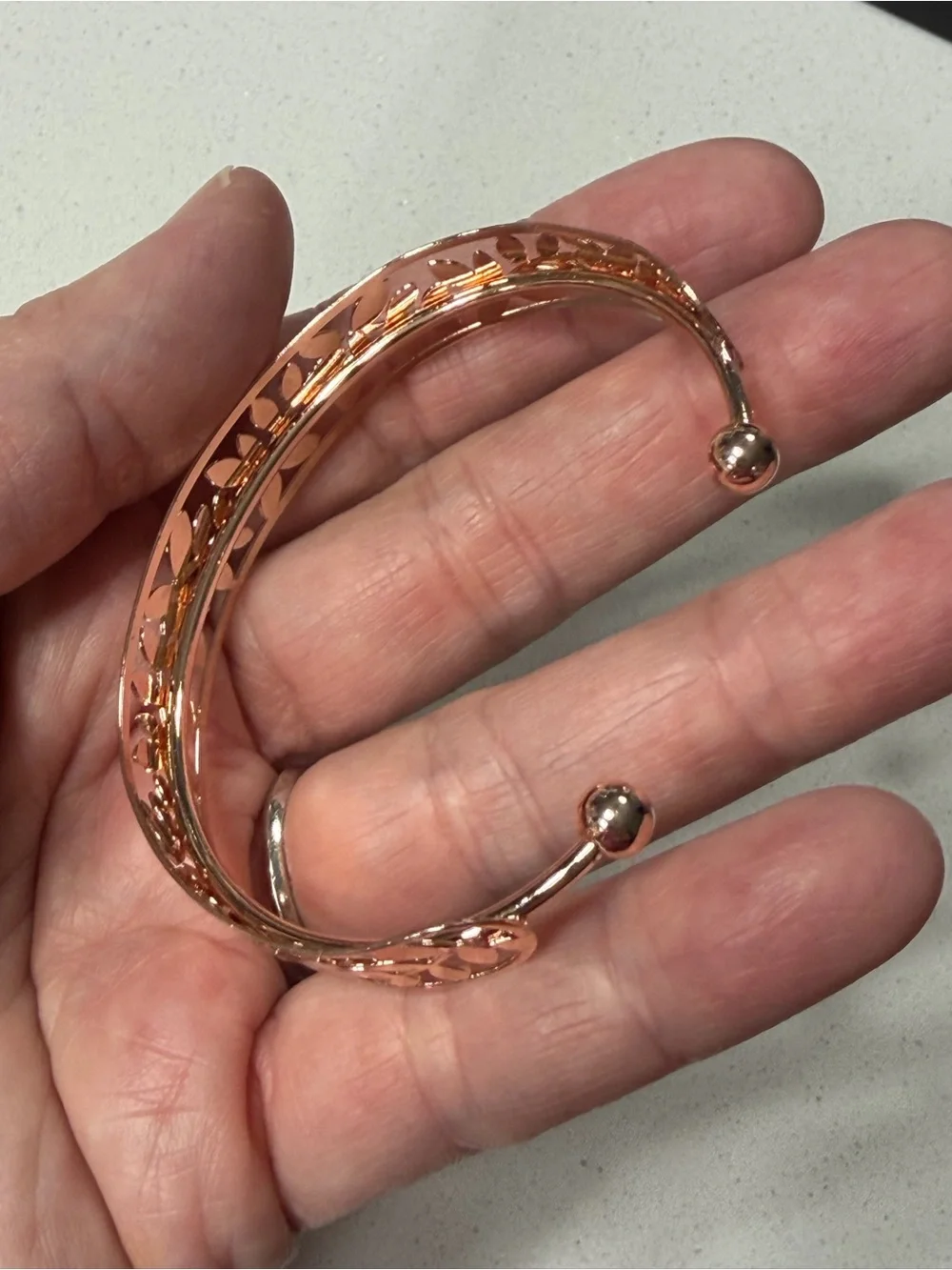 I•N•C Rose Goldtone Floral Cutout Cuff Bracelet